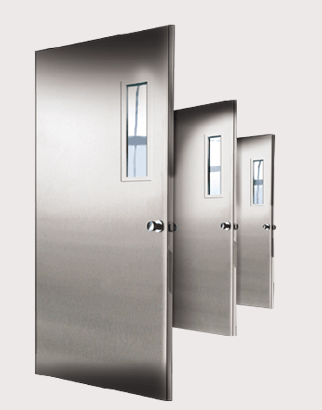 Hinged stainless steel door