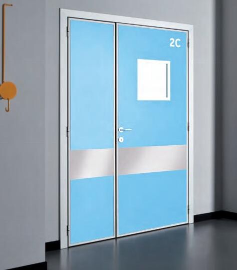 Fire resistant door with circular glass opening